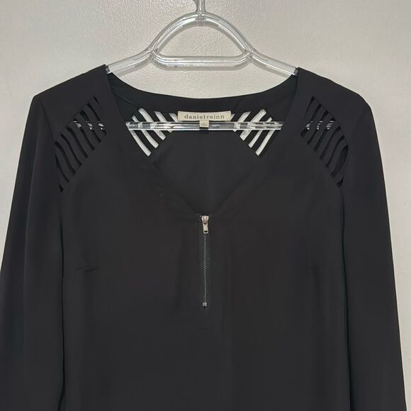 DANIEL RANIN Black lined dress zip up cut out detail on shoulders M - Picture 2 of 8